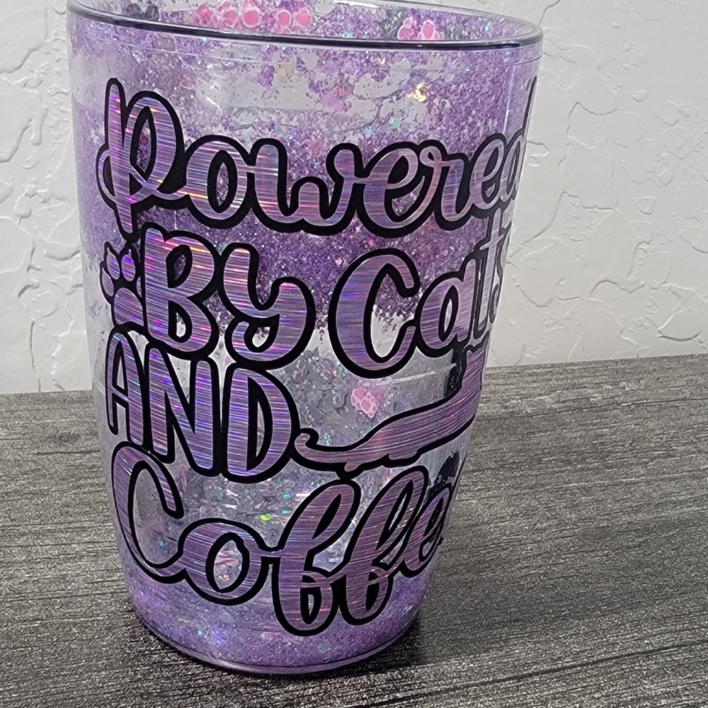 Powered by Coffee and cats travel mug